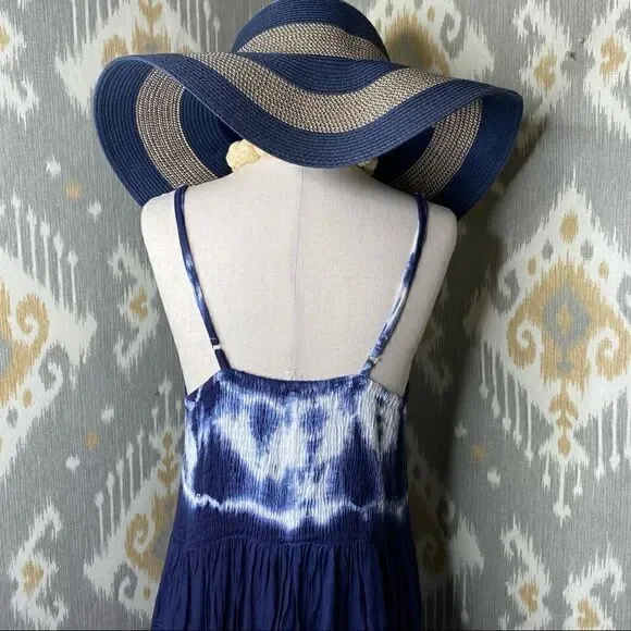 RAVIYA Navy Tie-Dye Hi-lo Cover-up Maxi Dress - LG - Picture 9 of 16